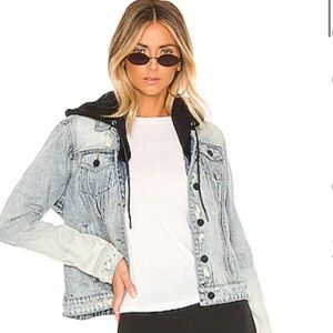 Women's Denim Jacket with Black Hood